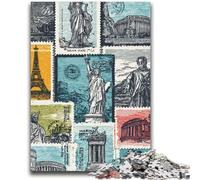 Puzzle per adulti e adolescenti da 1000 pezzi, collage di francobolli di Parigi, antistress, sfida difficile, ideale come regalo per tutta la famiglia, 26x38cm