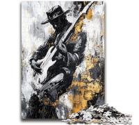 Puzzle per adulti e adolescenti da 1000 pezzi con chitarra che suona, dipinto a olio, antistress, sfida difficile, ideale come regalo per tutta la famiglia, 50x75cm
