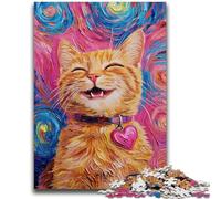 Puzzle per adulti e adolescenti da 1000 pezzi, gatto sorridente, antistress, sfida difficile, ideale come regalo per tutta la famiglia, 50x75cm