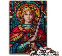 Puzzle per adulti e adolescenti da 1000 pezzi, motivo: San Giovanni Battista, una vetrata colorata, una sfida difficile, ideale come regalo per tutta la famiglia, 26x38cm