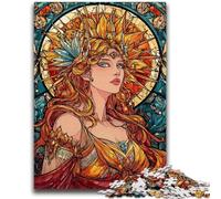 Puzzle per adulti e adolescenti, dea delle vetrate colorate, sfida difficile, antistress, regalo per tutta la famiglia, 50x75cm