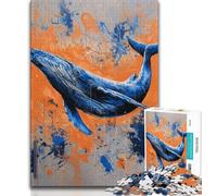 Puzzle per adulti e adolescenti, dipinto a olio di balena, sfida difficile antistress con poster abbinato e foglio di quiz (38x26cm)