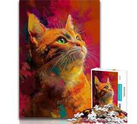 Puzzle per adulti e adolescenti, dipinto a olio di gatto arancione, divertimento per la famiglia, ideale come regalo per tutta la famiglia, adatto per 14 persone, 38x26cm