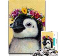 Puzzle per adulti e adolescenti, disegno di un pinguino, gioco stimolante, ideale come regalo per tutta la famiglia, 38x26cm