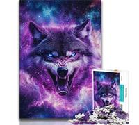 Puzzle per adulti e adolescenti Fantasy Wolf, sfida difficile antistress con poster abbinato e foglio di quiz (38x26cm)