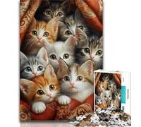 Puzzle per adulti e adolescenti Gattino, antistress per ammazzare il tempo durante le vacanze, con poster abbinato e foglio di quiz 38x26cm