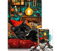 Puzzle per adulti e adolescenti Gatto vicino al camino Puzzle per adolescenti, gioco impegnativo per tutti per donne, regali per uomini 50x75cm