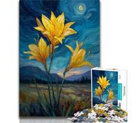 Puzzle per adulti e adolescenti "Gigli gialli nel cielo notturno" per adulti, gioco stimolante, ideale come regalo per tutta la famiglia (dimensioni 38x26cm)