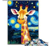 Puzzle per adulti e adolescenti Giraffa nel cielo notturno, giocattolo educativo intellettuale decomprimente, regalo di compleanno, regali, arte murale (dimensioni 26x38cm)