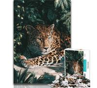 Puzzle per adulti e adolescenti "Giungla leopardo", sfida difficile antistress con poster abbinato e foglio di quiz (38x26cm)