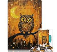 Puzzle per adulti e adolescenti Gufo sotto la luna, aiuta il cervello a esercitare giocattoli avvincenti per coltivare la pazienza Decorazione perfetta 38x26cm