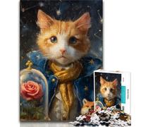 Puzzle per adulti e adolescenti Il piccolo principe gatto, sfida difficile antistress con poster abbinato e foglio di quiz (38x26cm)