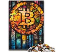 Puzzle per adulti e adolescenti in vetro colorato, gioco impegnativo Bitcoin, giocattoli, offerte come regali per tutta la famiglia, dai 14 anni in su, 50x75cm