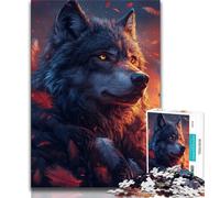 Puzzle per adulti e adolescenti Lupo al tramonto, aiuta il cervello a esercitare giocattoli avvincenti per coltivare la pazienza Decorazione perfetta 38x26cm