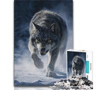Puzzle per adulti e adolescenti Lupo nella neve Puzzle per adulti con poster abbinato e foglio di quiz per età dai 14 anni in su 26x38cm