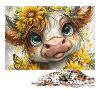Puzzle per adulti e adolescenti Mucca con girasoli Puzzle per adulti e adolescenti Gioco per famiglie 500 pezzi (52x38 cm)