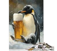 Puzzle per adulti e adolescenti Pinguino con bicchiere di birra nella neve Puzzle per adulti e adolescenti Gioco per famiglie 1000 pezzi (38x26 cm)