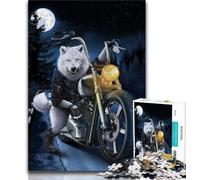Puzzle per adulti e adolescenti Polar Wolf Ride Motorbike 1000 pezzi, gioco stimolante, ideale come regalo per tutta la famiglia (dimensioni 38x26cm)