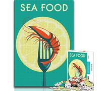 Puzzle per adulti e adolescenti, poster con frutti di mare e chiesa, gioco stimolante, ideale come regalo per tutta la famiglia (75x50cm)