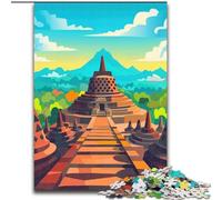 Puzzle per adulti e adolescenti, poster del tempio di Borobudur, giocattolo educativo antistress, ottimi regali e giocattoli 26x38cm