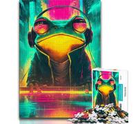 Puzzle per adulti e adolescenti, puzzle a forma di rana con le cuffie, giocattoli per l'intrattenimento della famiglia, ideali come regalo per tutta la famiglia, 38x26cm