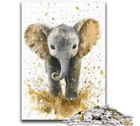 Puzzle per adulti e adolescenti, puzzle acquerello a forma di elefante, sfida per l'intelligenza del cervello, giocattoli avvincenti, regalo di compleanno, regali, arte murale 50x75cm
