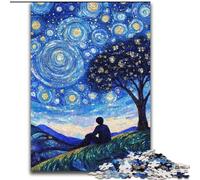 Puzzle per adulti e adolescenti, puzzle, albero sotto il cielo notturno, giocattolo educativo antistress, interazione genitore-figlio, per bambini dai 14 anni in su, 50x75cm