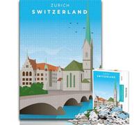 Puzzle per adulti e adolescenti, puzzle, arte di viaggio di Zurigo, gioco educativo per famiglie, decorazione da parete, regali unici per compleanno e Natale (38x26cm)