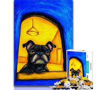 Puzzle per adulti e adolescenti, puzzle artistici a forma di bulldog francese, antistress, per ammazzare il tempo, regali di compleanno e regali unici per bambini dai 14 anni in su, 38x26cm