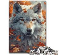 Puzzle per adulti e adolescenti, puzzle autunno lupo, gioco a quiz per migliorare l'amore tra coppie dai 14 anni in su, 50x75cm