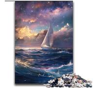 Puzzle per adulti e adolescenti Puzzle Barca a vela sul mare sotto la galassia Giocattolo educativo intellettuale decomprimente Adatto a coppie dai 14 anni in su 70x100cm