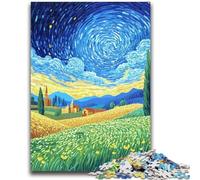 Puzzle per adulti e adolescenti, puzzle "Campi sotto il cielo notturno" per bambini dai 14 anni in su, giocattoli da giocare perché sono ideali come regalo per tutta la famiglia, 50x75cm