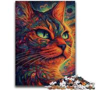 Puzzle per adulti e adolescenti, puzzle colorati con gatti spaziali e quiz, ideale come regalo per tutta la famiglia, 26x38cm