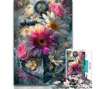 Puzzle per adulti e adolescenti, puzzle con ancora e fiori, giocattoli per l'intrattenimento della famiglia, ideali come regalo per tutta la famiglia, 75x50cm