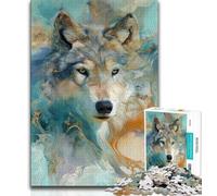 Puzzle per adulti e adolescenti, puzzle con animali e lupo, difficili da completare ma divertenti e divertenti, regalo di compleanno, regali, arte murale 38x26cm