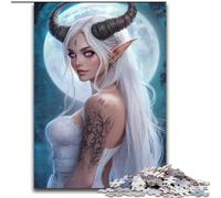 Puzzle per adulti e adolescenti, puzzle con bellissima tiefling femmina, attività divertenti per la casa, giocattoli per i giorni di pioggia, regali di compleanno (dimensioni 50x75cm)