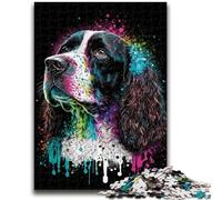 Puzzle per adulti e adolescenti, puzzle con bellissimi cani colorati, antistress, sfida difficile, con poster abbinato e foglio di quiz, 50x75cm