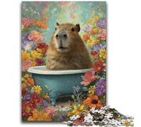 Puzzle per adulti e adolescenti, puzzle con capibara nella vasca da bagno, gioco stimolante e gioco educativo per famiglie, per compleanni e Natale, 50x75cm