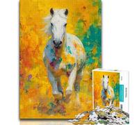 Puzzle per adulti e adolescenti, puzzle con cavallo bianco dipinto, antistress, per ammazzare il tempo, lista dei desideri con Babbo Natale, 38x26cm