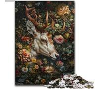 Puzzle per adulti e adolescenti, puzzle con cervi floreali, per 14+ anni, gioco stimolante come regalo per tutta la famiglia e gli amici, 50x75cm