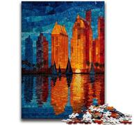 Puzzle per adulti e adolescenti, puzzle con città in vetro colorato, adatti a persone dai 14 anni in su, gioco educativo, sfida, giocattolo, regalo per compleanni, 26x38cm