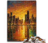 Puzzle per adulti e adolescenti, puzzle con città in vetro colorato, gioco stimolante per tutti, per donne, regali per uomini, 26x38cm