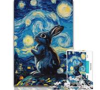 Puzzle per adulti e adolescenti, puzzle con coniglio nel cielo notturno, giocattoli, giochi educativi, antistress, per migliorare l'amore tra coppie (38x26cm)