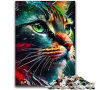 Puzzle per adulti e adolescenti, puzzle con faccia di gatto dai colori vivaci per 14+ anni, gioco di sfida unico, giochi per famiglie, regali di compleanno per Natale, 38x26cm