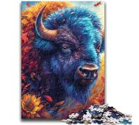 Puzzle per adulti e adolescenti, puzzle con fiori e bisonti, sfida di intelligenza, giocattoli avvincenti, regalo di compleanno, regali, arte murale 50x75cm