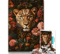 Puzzle per adulti e adolescenti, puzzle con fiori e leopardi, aiuta il cervello a esercitare i giocattoli avvincenti per coltivare la pazienza, collezione di artisti, belle arti (75x50cm)