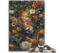 Puzzle per adulti e adolescenti, puzzle con fiori e leopardi, giocattoli educativi per l'apprendimento, giochi per famiglie, migliorano l'amore tra coppie, 26x38cm
