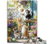 Puzzle per adulti e adolescenti, puzzle con gattino in giardino per bambini dai 14 anni in su, giocattoli da giocare perché è l'ideale come regalo per tutta la famiglia, 38x26cm