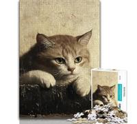 Puzzle per adulti e adolescenti, puzzle con gatto nero, gioco educativo per famiglie, adatto per la decorazione della scrivania (38x26cm)