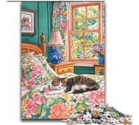 Puzzle per adulti e adolescenti, puzzle con gatto sul letto, sfida di intelligenza, giocattoli avvincenti, regalo divertente per bambini dai 14 anni in su, 70x100cm